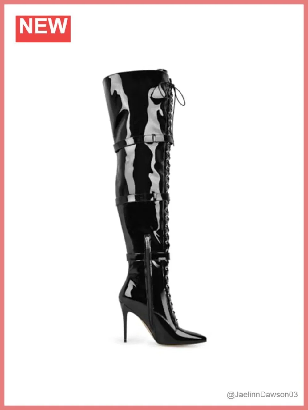Over-the-Knee Stiletto Boots with Adjustable Buckles and Laces